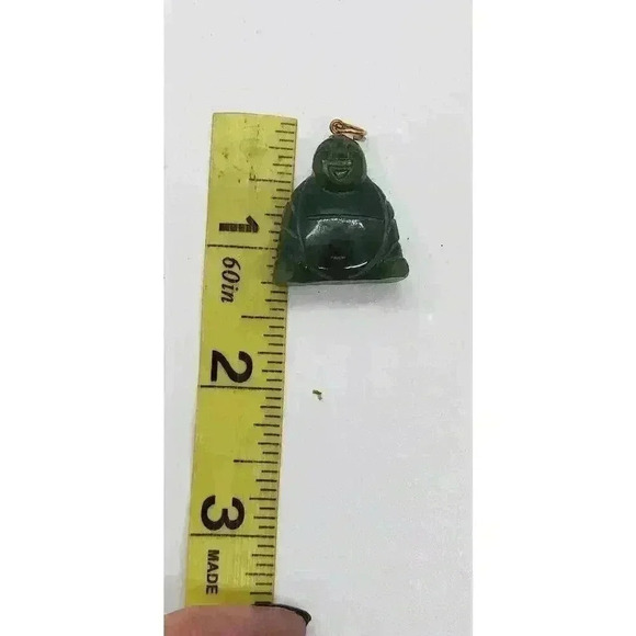 Vintage Buddha Jade Hand Carved Budai Hotei Pendant Smiling Laughing - Picture 12 of 13
